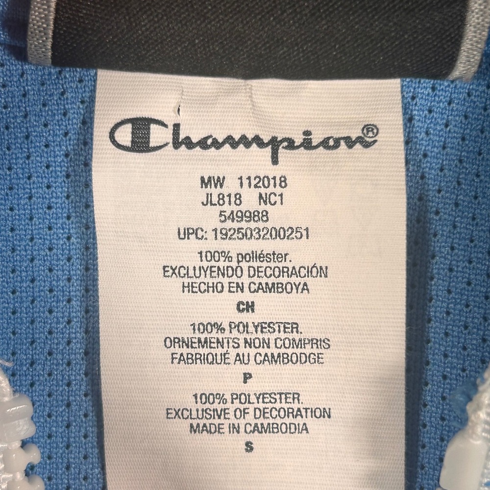 Champion Womens Blue Track Jacket Full Zip Crown Logo Tape Sleeve Small - Picture 4 of 10